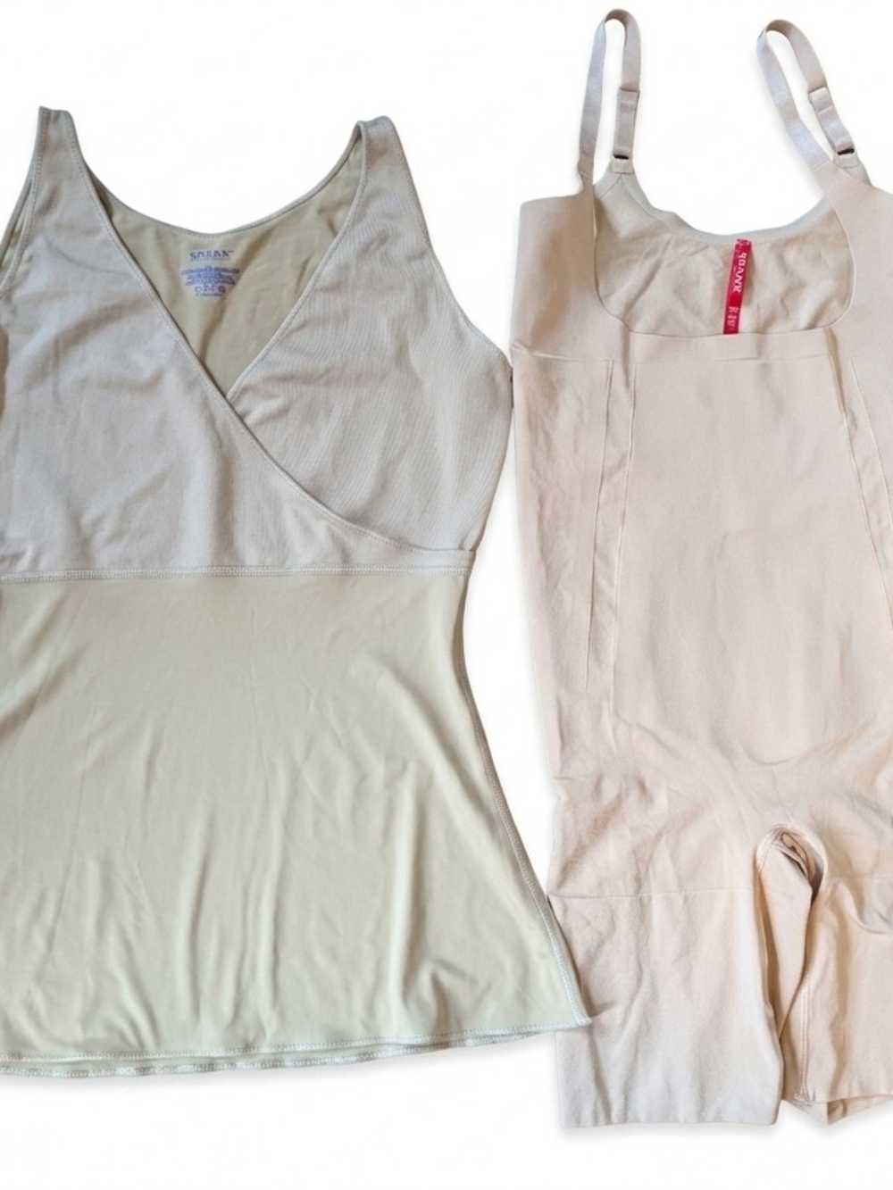 Spanx Large Shaper Lot Open-Bust Bodysuit & Crossover Cami Nude Formal Smoothing